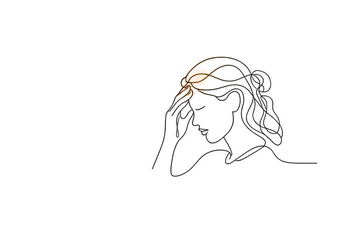 頭痛に悩む女性のイラスト